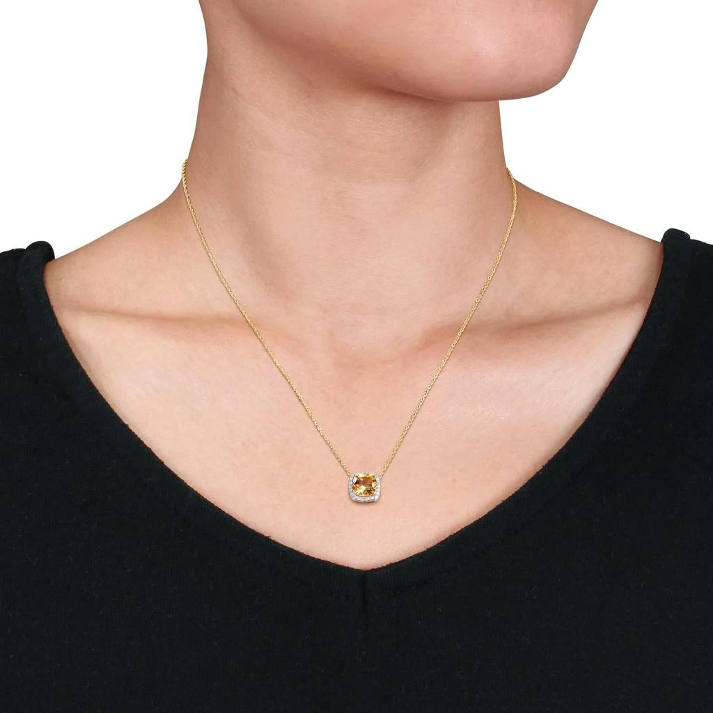 商品Julianna B|10k Yellow Gold Citrine & Diamond Halo Necklace,价格¥2976,第4张图片详细描述