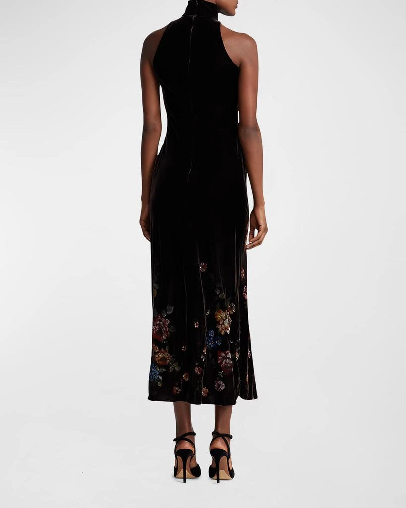 商品Ralph Lauren|Orilla Floral Turtleneck Velvet Tea-Length Dress,价格¥8495,第4张图片详细描述