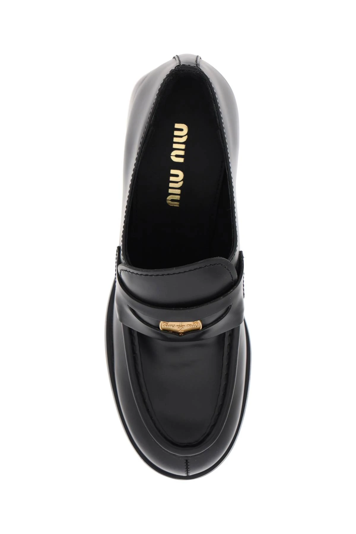 商品Miu Miu|Miu Miu 女士芭蕾乐福鞋 5D820DB4LF0002 黑色,价格¥10420,第3张图片详细描述