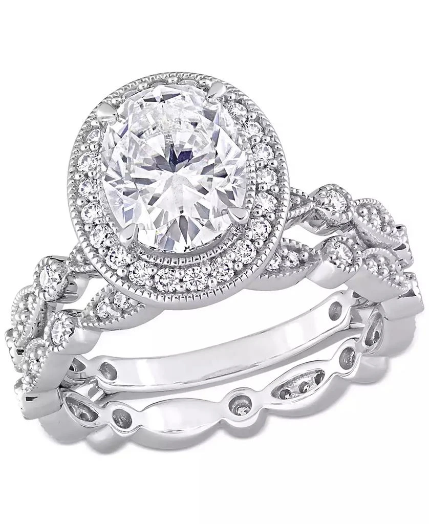 商品Macy's|Moissanite Halo Bridal Set (2-1/2 ct. t.w.) in 10k White Gold,价格¥10684,第1张图片