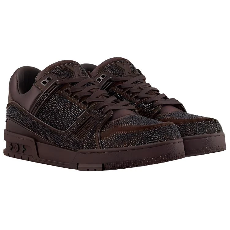 商品[国内直发] Louis Vuitton|Trainer 施华洛世奇水晶 系带圆头 低帮 板鞋 男款 棕色,价格¥43847,第4张图片详细描述