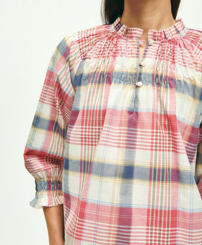 商品Brooks Brothers|Washed Cotton Madras Peasant Blouse,价格¥480,第4张图片详细描述