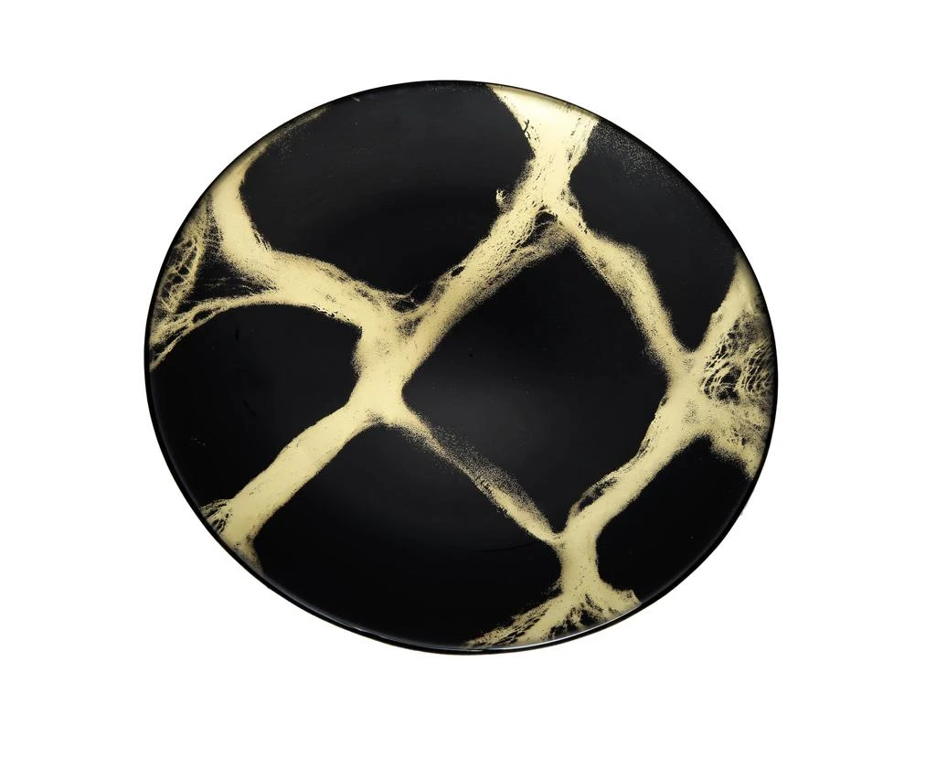 商品Classic Touch Decor|Set of 4 Black and Gold Marbleized 8.25" Plates,价格¥627,第1张图片