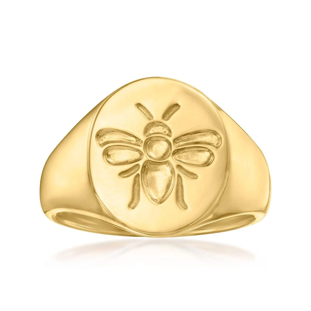 商品Ross-Simons|Ross-Simons 18kt Gold Over Sterling Bumblebee Signet Ring,价格¥1020,第1张图片