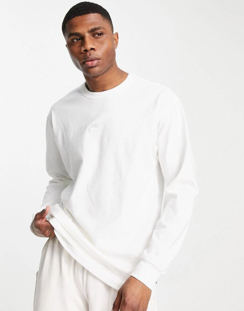 商品NIKE|Nike Premium Essentials oversized heavyweight long sleeve t-shirt in white,价格¥294,第1张图片