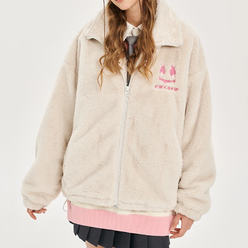 商品[国内直发] ERASER|ER 仿兔毛翻领棉服男女同款冬季宽松情侣装外套ins潮牌休闲加厚保暖棉衣ERyg2255586,价格¥380,第1张图片
