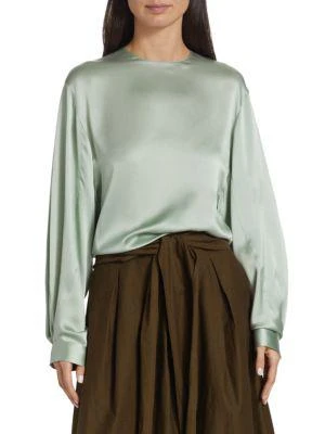 商品Vince|Bishop Sleeve Satin Blouse,价格¥913,第1张图片