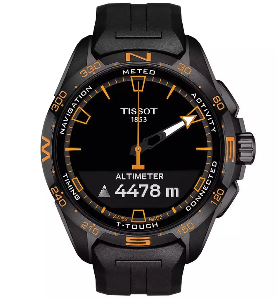 商品Tissot|Men's Swiss T-Touch Connect Solar Black Rubber Strap Smart Watch 48mm,价格¥8940,第5张图片详细描述