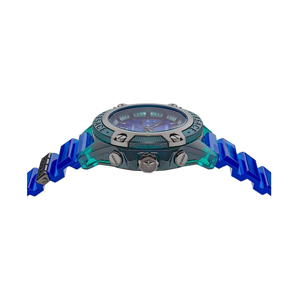 商品Versace|Men's Swiss Chronograph Icon Active Blue Silicone Strap Watch 44mm,价格¥5730,第2张图片详细描述