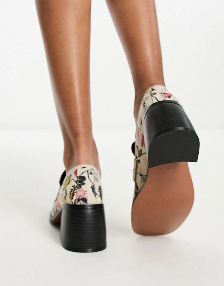 商品ASOS|ASOS DESIGN Substitute smart mid heeled loafers in tapestry,价格¥193,第4张图片详细描述