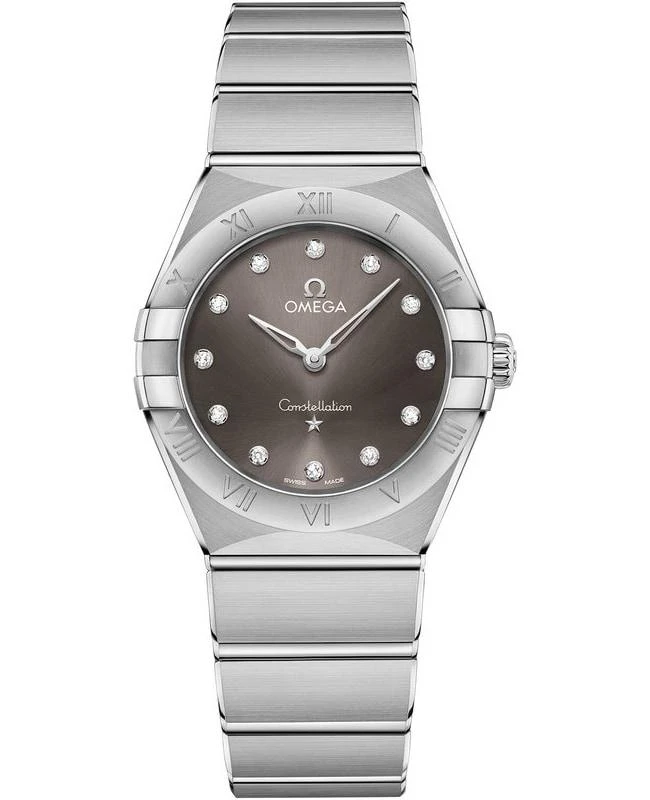 商品Omega|Omega Constellation Manhattan Quartz 28mm Grey Dial Diamond Stainless Steel Women's Watch 131.10.28.60.56.001,价格¥26317,第1张图片