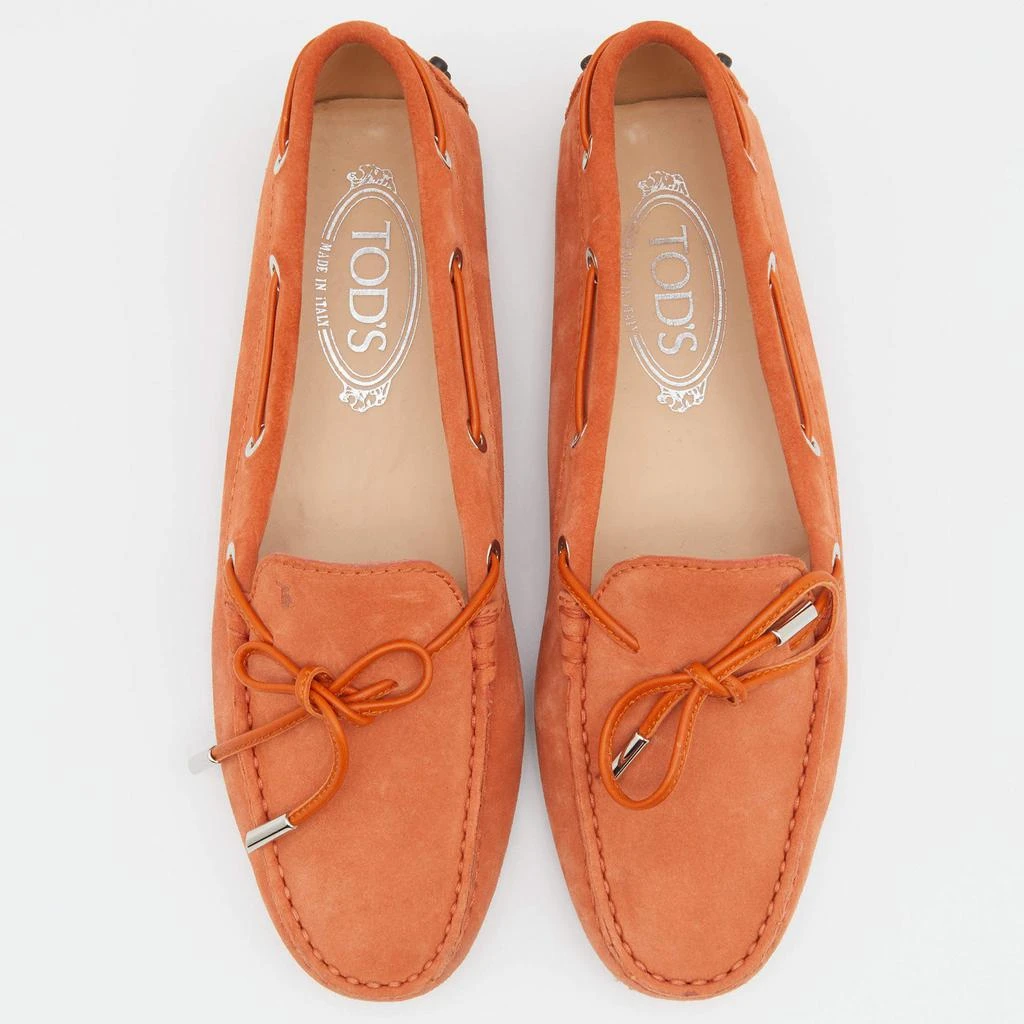 商品[二手商品] Tod's|Tod's Orange Suede Bow Slip On Loafers Size 38,价格¥1380,第3张图片详细描述
