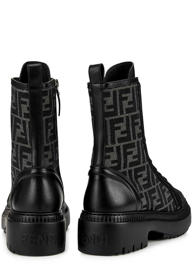 Domino FF-jacquard leather biker boots商品第3张图片规格展示