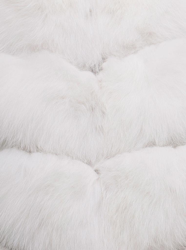 Sleeveless White Quadrotti Fur in Fox with Hood Frame Pellicce Woman商品第2张图片规格展示