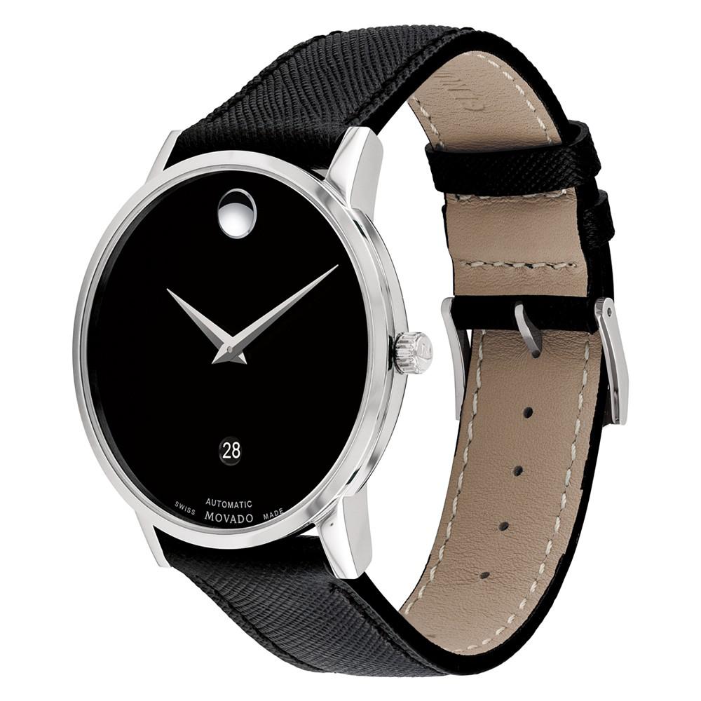 Men's Swiss Automatic Museum Black Calfskin Leather Strap Watch 40mm商品第2张图片规格展示