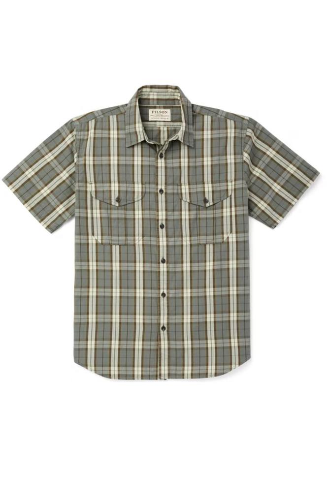 Men'S Washed Short Sleeve Feather Cloth Shirt in Sage Green商品第1张图片规格展示