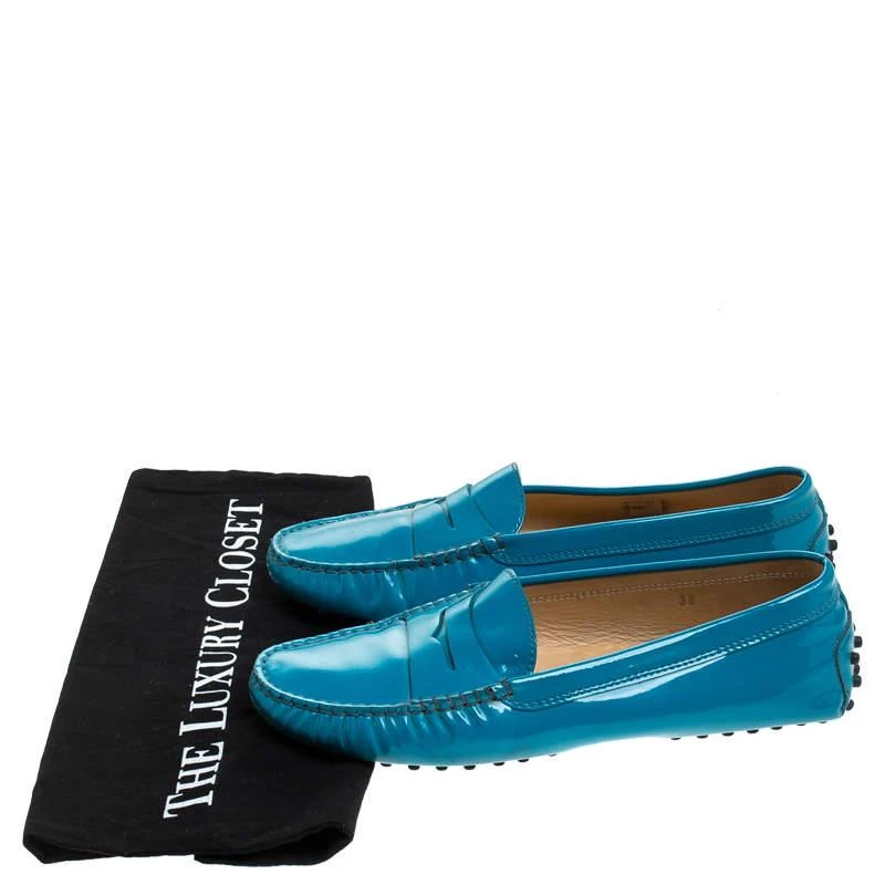 Tod's Blue Patent Leather Penny Slip On Loafers Size 38 商品