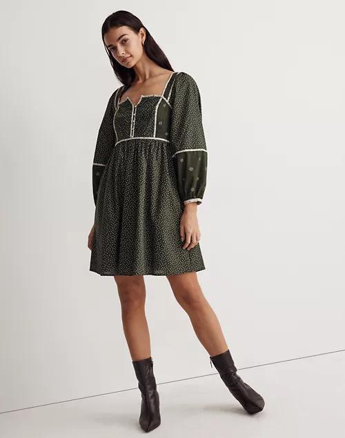 商品Madewell|Floral Mix Square-Neck Mini Dress,价格¥698,第1张图片