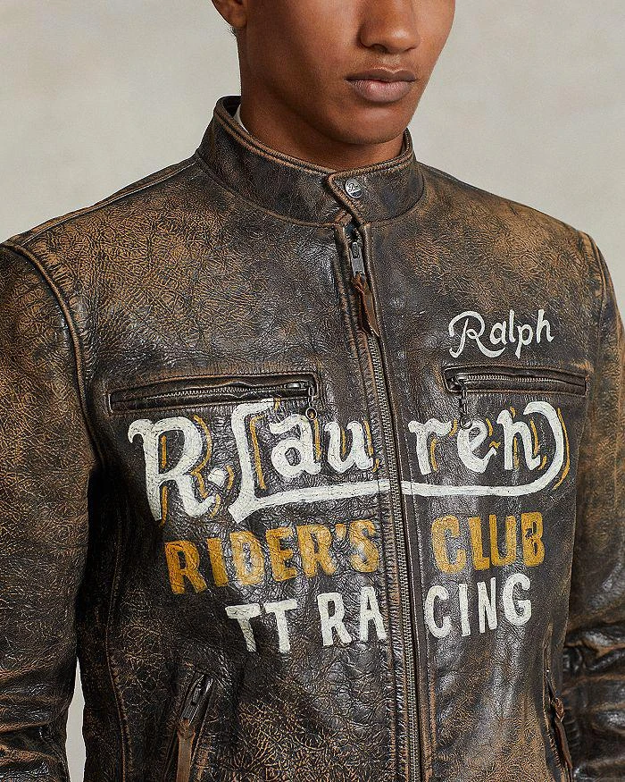 商品Ralph Lauren|Leather Hand Painted Café Racer Jacket,价格¥9543,第4张图片详细描述