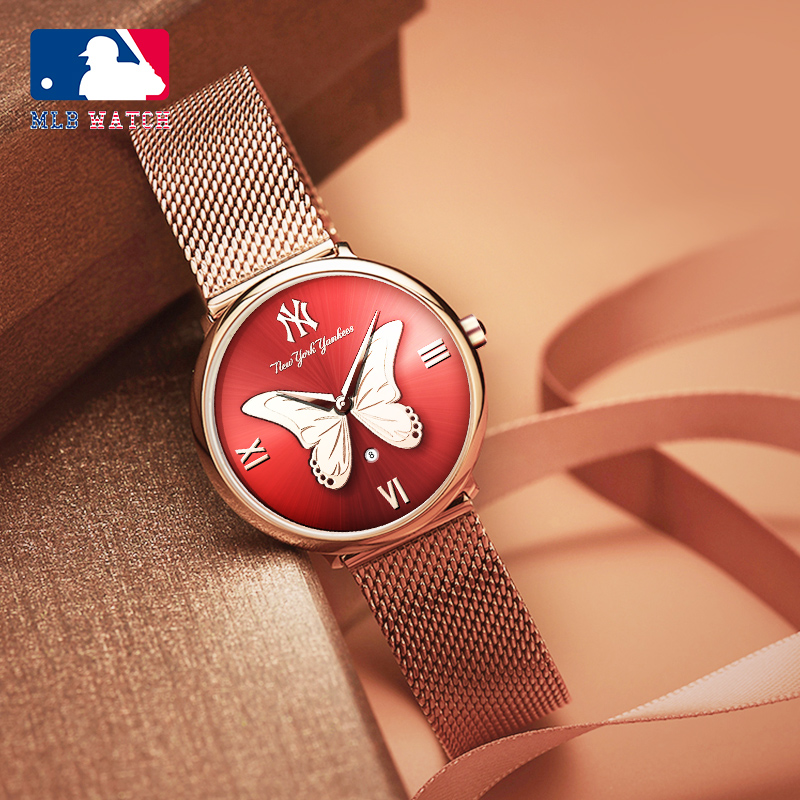 MLB美职棒潮牌手表 ins风女士钢带小表盘手表 学生防水女表SD028商品第1张图片规格展示
