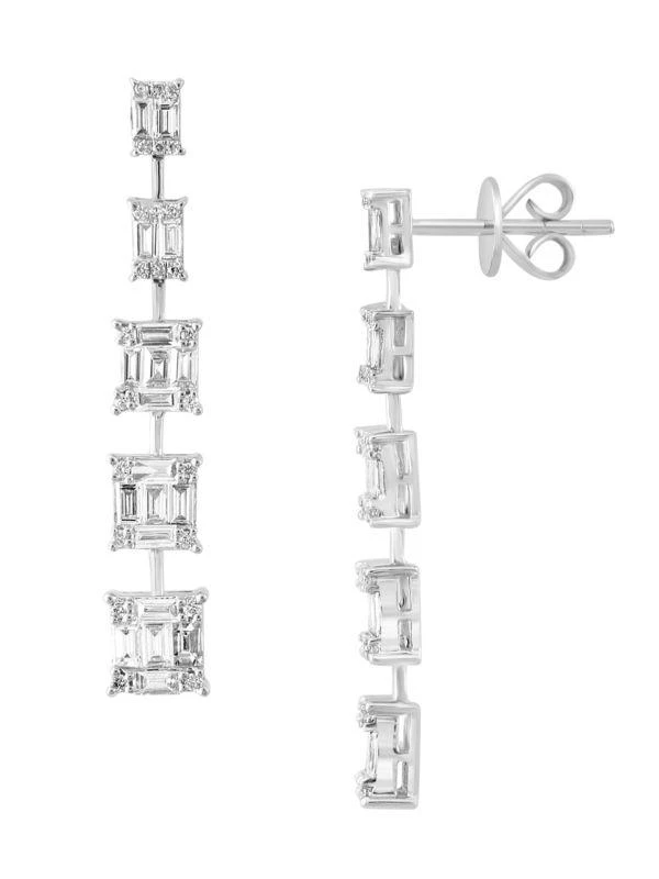 商品Effy|14K White Gold & 1.32 TCW Diamond Drop Earrings,价格¥16924,第1张图片