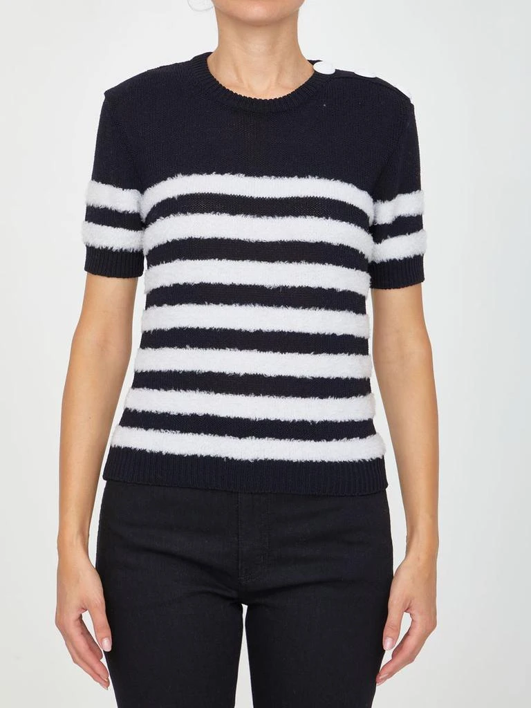 商品Balmain|Striped knit t-shirt,价格¥4111,第1张图片