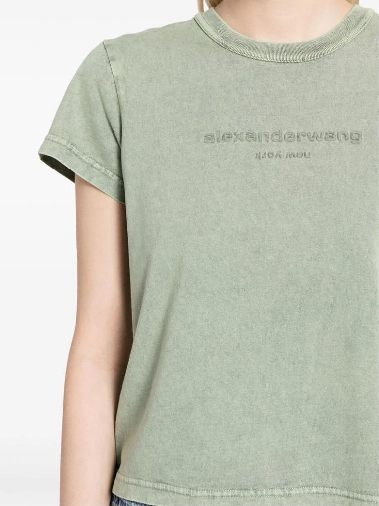 商品Alexander Wang|ALEXANDER WANG Women Bi-Color Acid Shrunken Embossed Logo Tee,价格¥2227,第4张图片详细描述