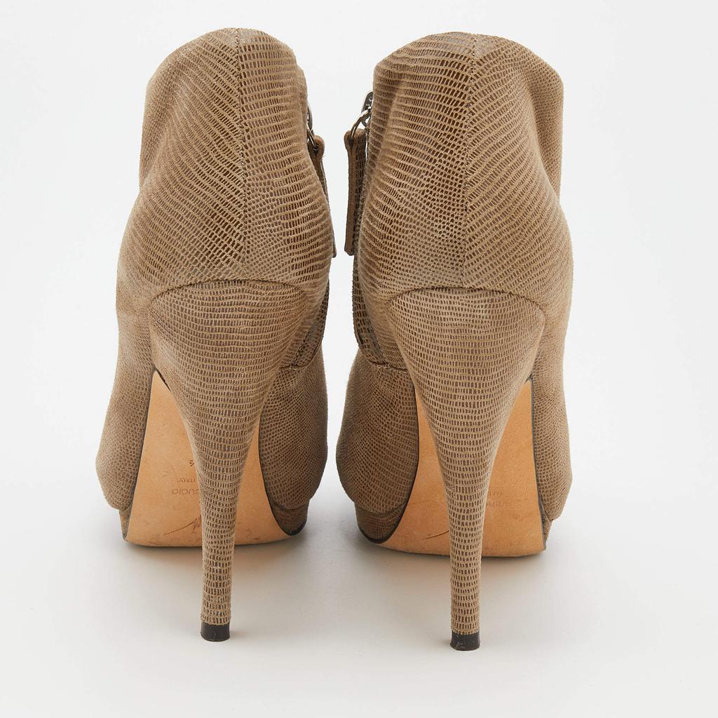 Giuseppe Zanotti Beige Suede Peep Toe Platform Ankle Length Boots Size 37.5商品第5张图片规格展示