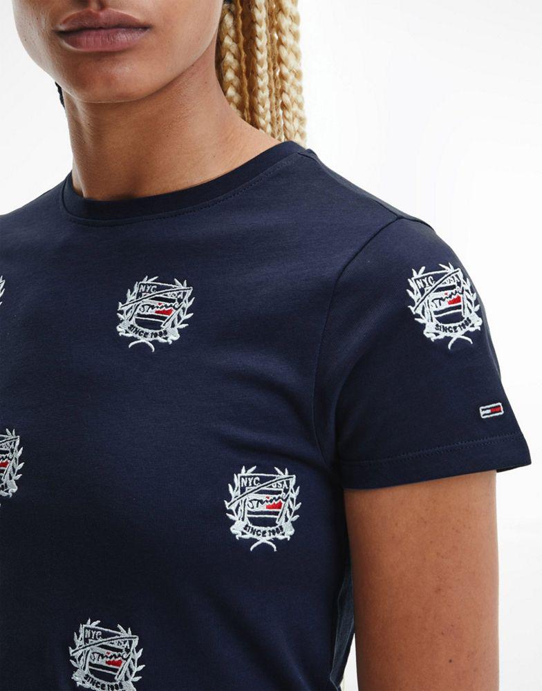 Tommy Jeans cotton all over critter baby crop t-shirt in navy - NAVY商品第2张图片规格展示