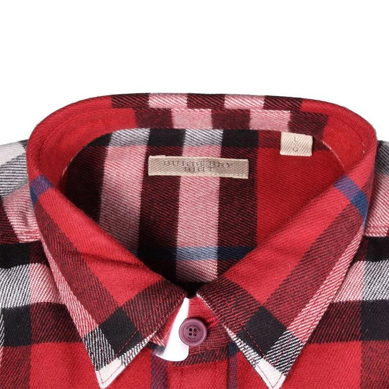 Burberry 博柏利 男士格纹全棉长袖衬衫红色 3942164 商品