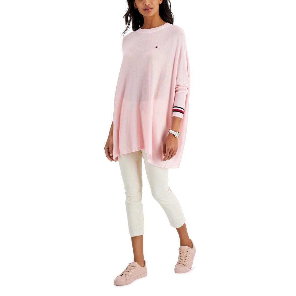 商品Tommy Hilfiger|Tommy Hilfiger Womens Plus Striped Trim Knit Poncho Sweater,价格¥301,第5张图片详细描述
