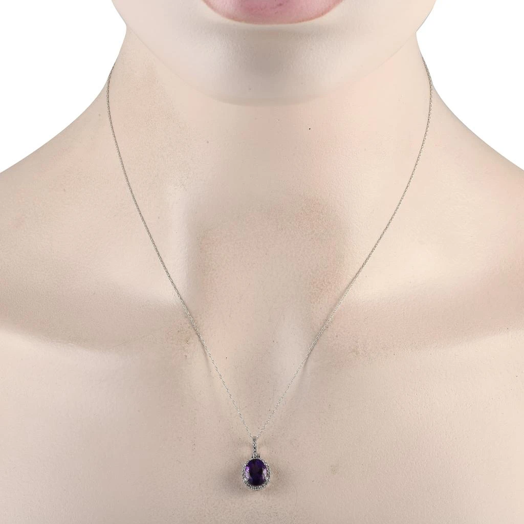 商品LB Exclusive|14K White Gold 0.13ct Diamond and Amethyst Pendant Necklace PD4-15500WAM,价格¥3025,第2张图片详细描述