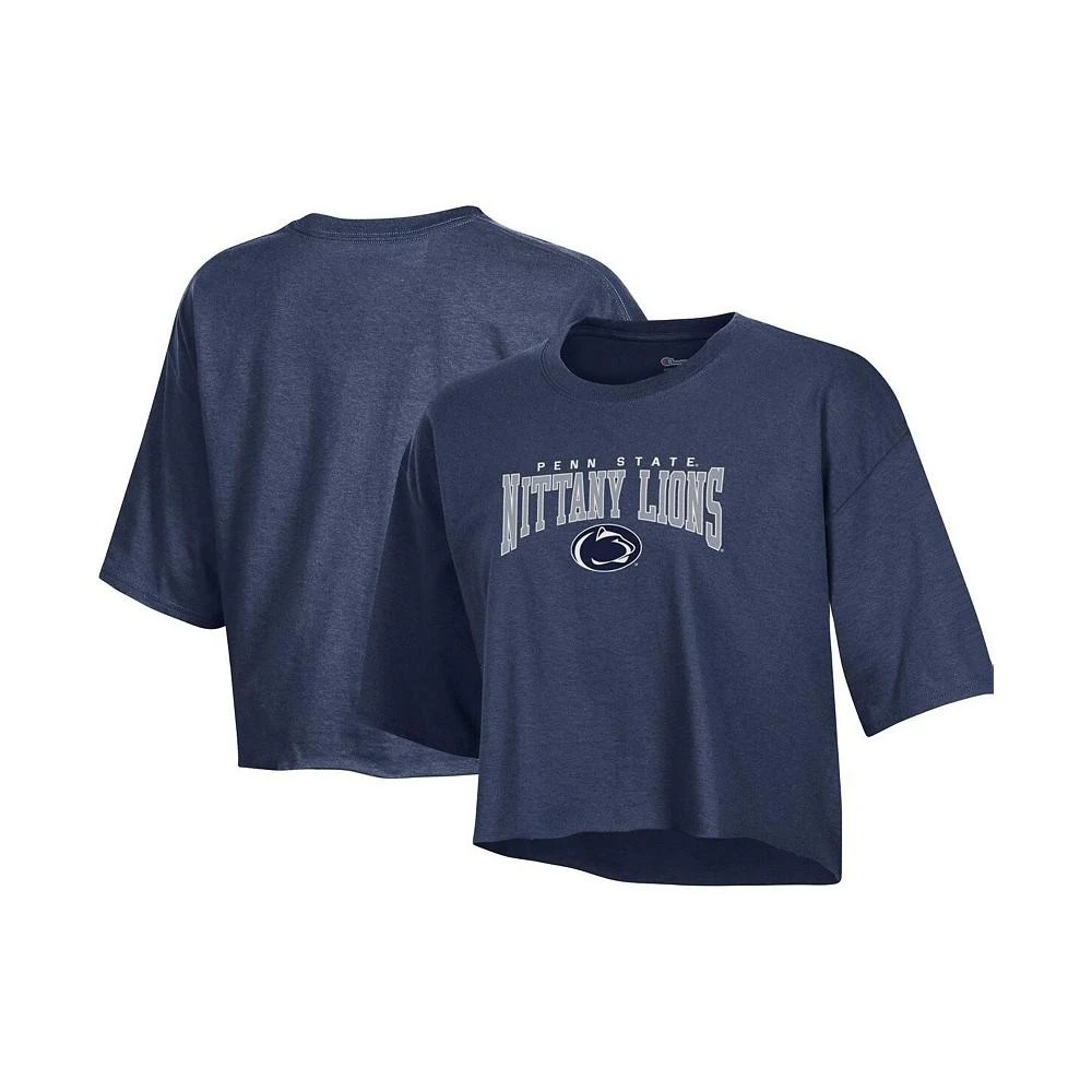 商品CHAMPION|Women's Heather Navy Penn State Nittany Lions Boyfriend Cropped T-shirt,价格¥222,第1张图片