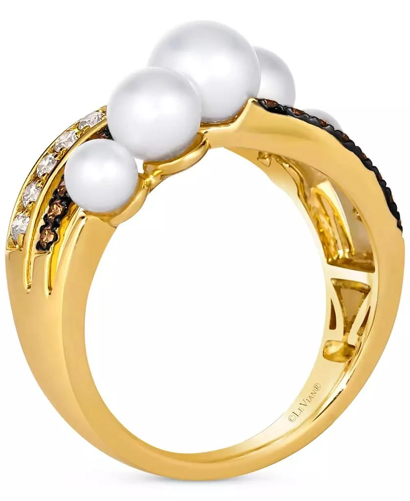 商品Le Vian|Vanilla Pearls (4-7mm) & Diamond (3/8 ct. t.w.) Crossover Statement Ring in 14k Gold,价格¥9304,第2张图片详细描述