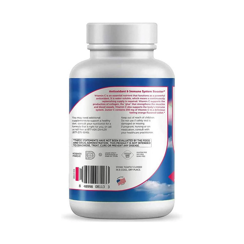 商品Zahler|Junior Vitamin C for Kids - 180 Orange Flavored Chewable Tablets,价格¥142,第2张图片详细描述