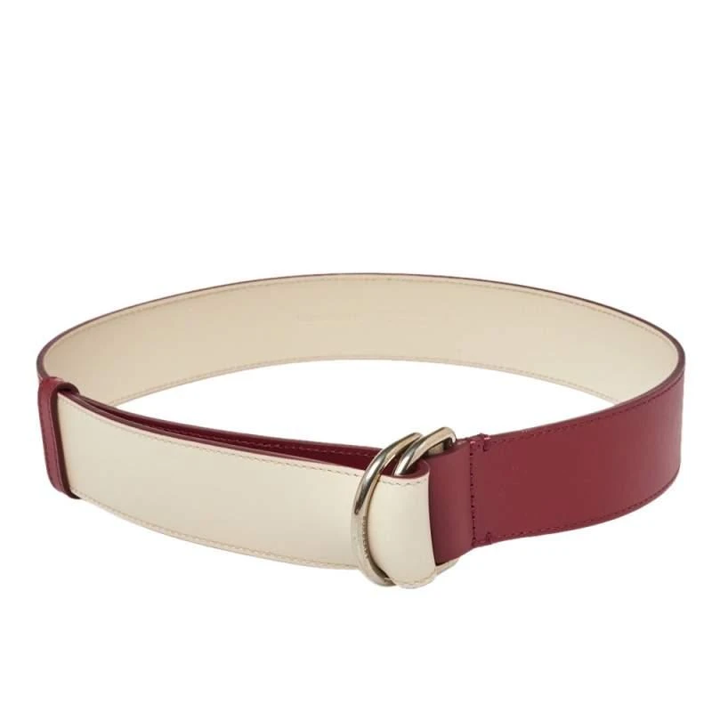 商品Burberry|Burberry Wine Red/Ivory Leather Double D Ring Reversible Belt S,价格¥1768,第2张图片详细描述