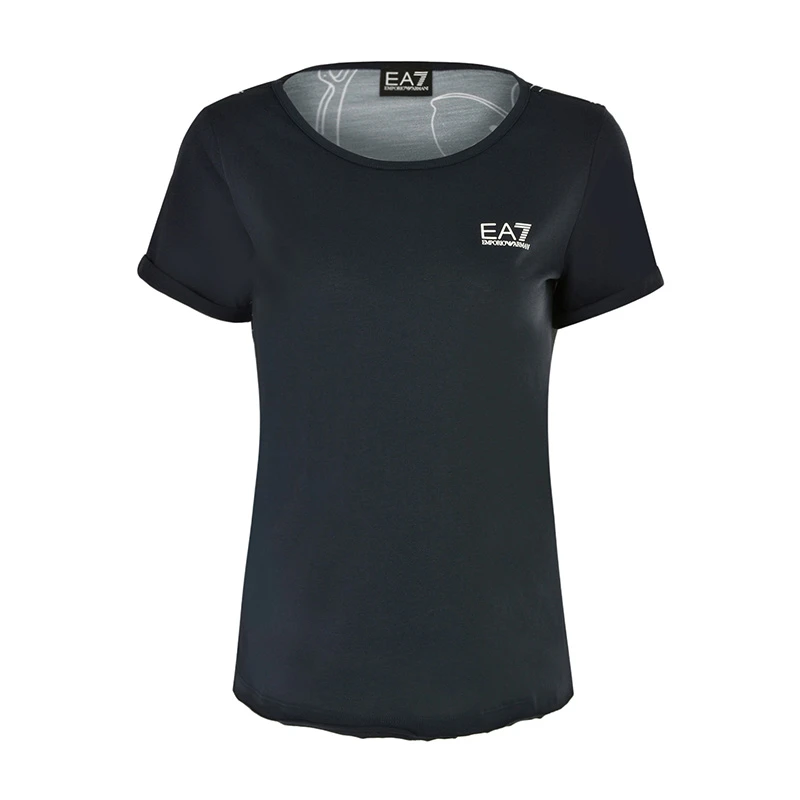 商品Emporio Armani|Emporio Armani 安普里奥 阿玛尼 女士黑色印花棉质短袖T恤 3ZTT73-JE2Z-1554,价格¥440,第1张图片