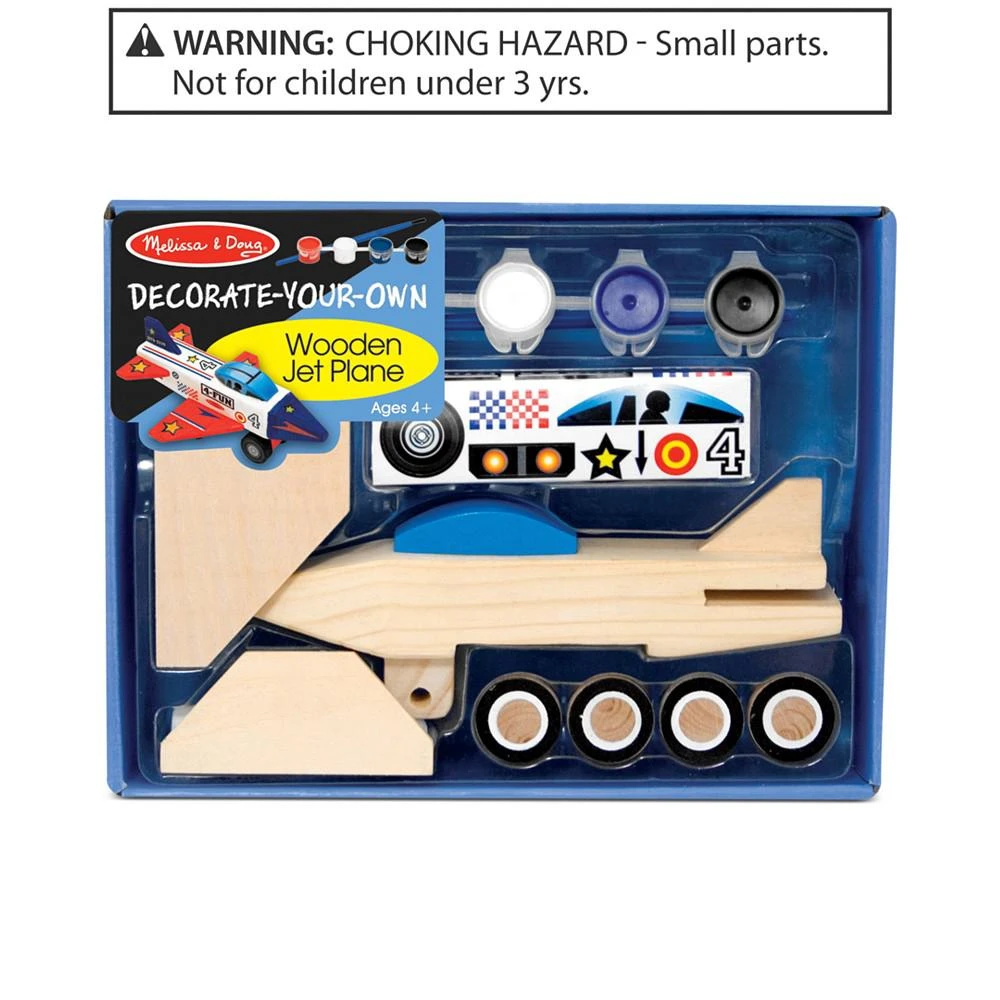 商品Melissa & Doug|装饰你自己的木质飞机-飞机拼制玩具Melissa and Doug Kids Toy, Decorate-Your-Own Wooden Jet Plane,价格¥67,第1张图片