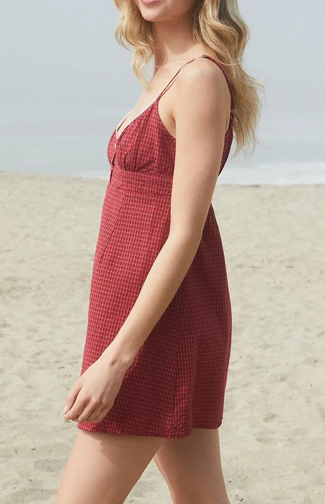 商品John Galt|Burgundy Plaid Embry Mini Dress,价格¥282,第3张图片详细描述