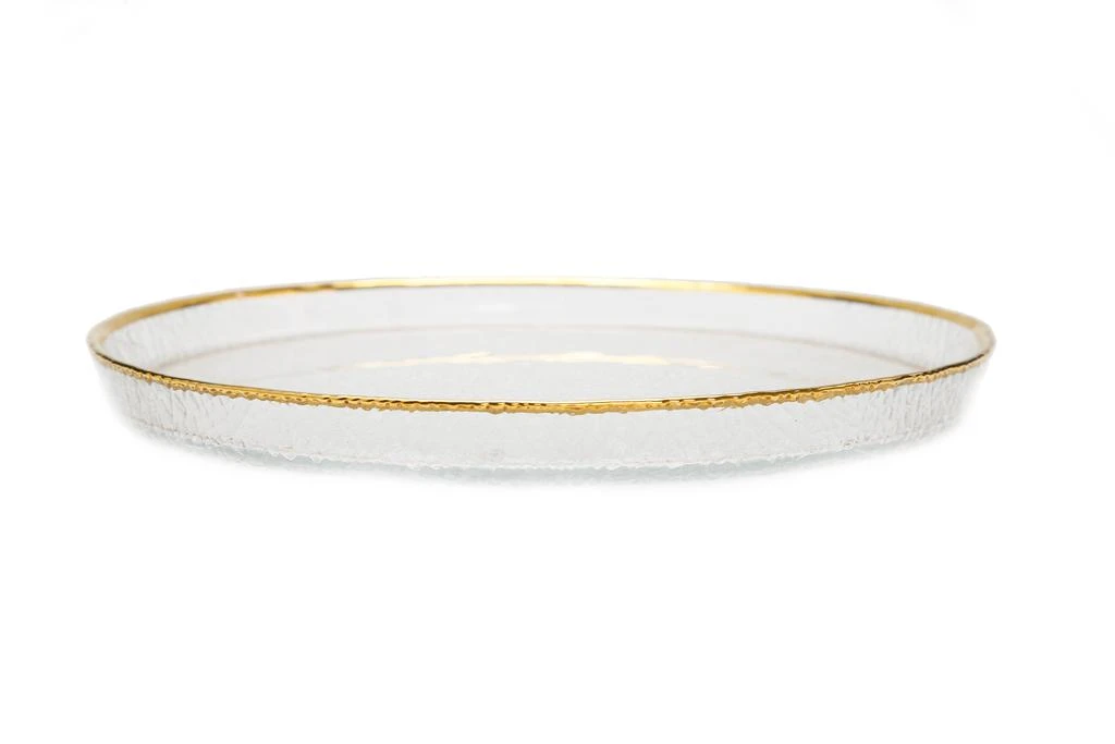 商品Classic Touch Decor|Set of 4 Pebbled Glass Chargers Raised Rim with Gold Border,价格¥960,第2张图片详细描述