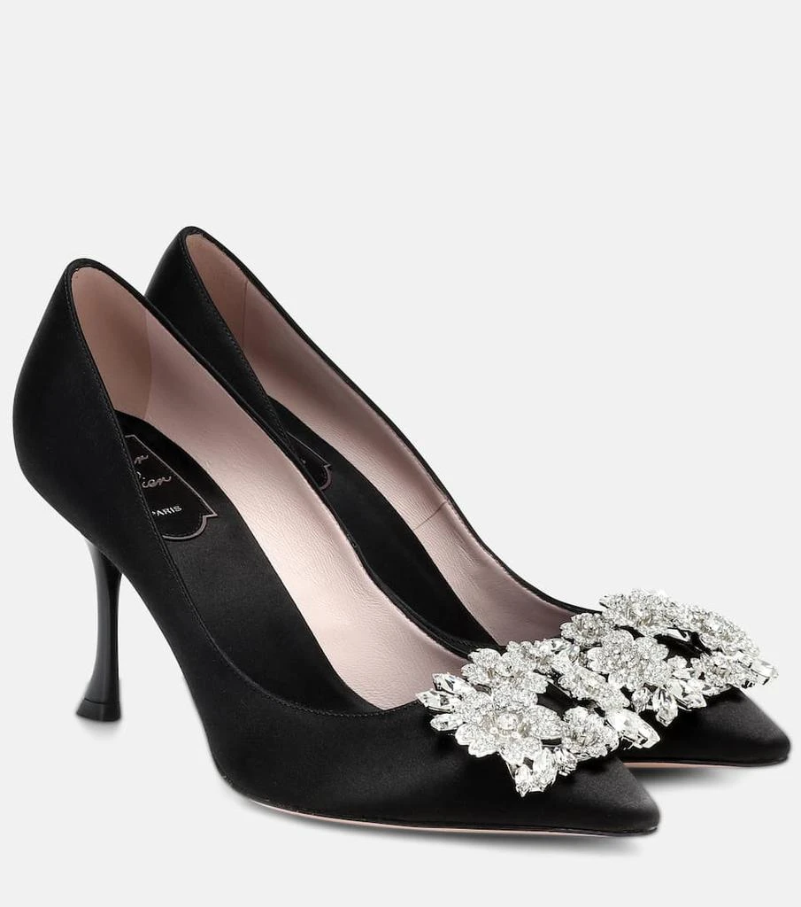 商品Roger Vivier|Flower Strass satin pumps,价格¥15073,第1张图片