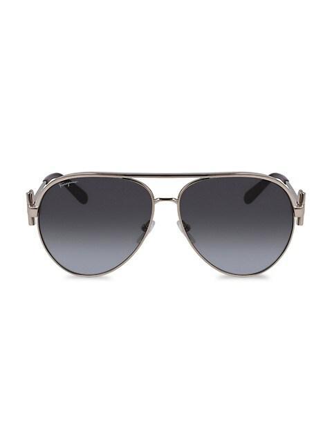 商品Salvatore Ferragamo|Gancini 60MM Pilot Sunglasses,价格¥2492,第1张图片