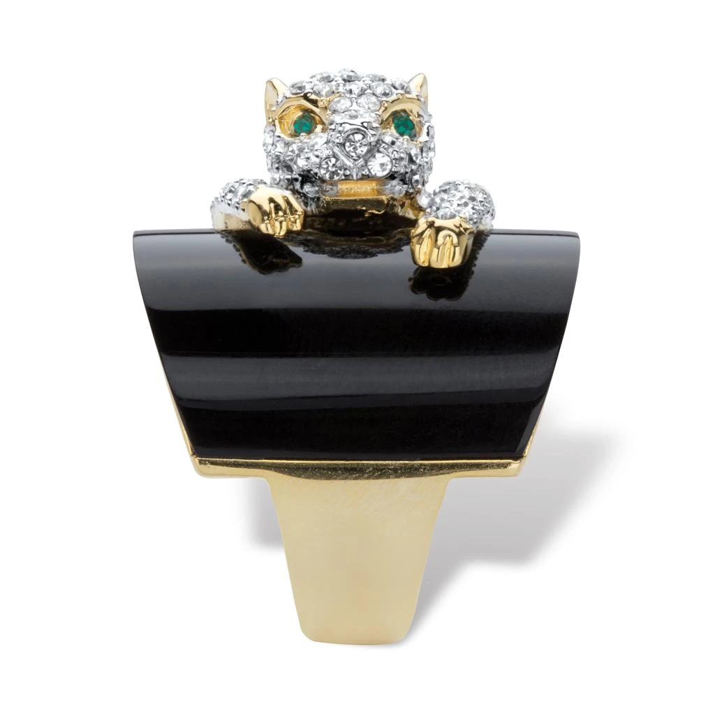商品Palm Beach Jewelry|Genuine Black Onyx and Crystal 14k GP Leopard Ring,价格¥704,第2张图片详细描述