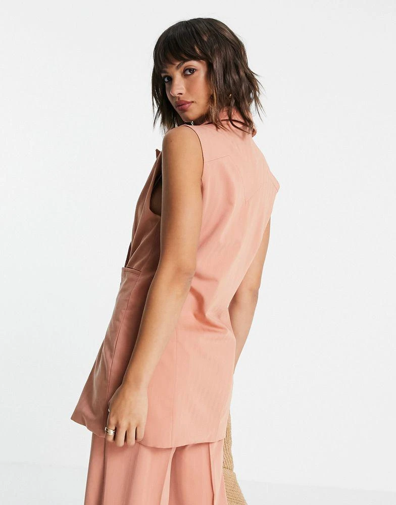 商品Y.A.S.|Y.A.S co-ord double breasted waistcoat in coral,价格¥258,第2张图片详细描述