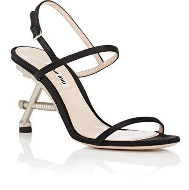 商品Miu Miu|Structured-Heel Satin Ankle-Strap Sandals,价格¥4757,第2张图片详细描述