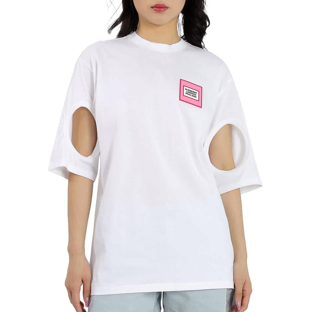 Burberry Optic White Oversized Cut-out Sleeves T-shirt, Size X-Small商品第1张图片规格展示