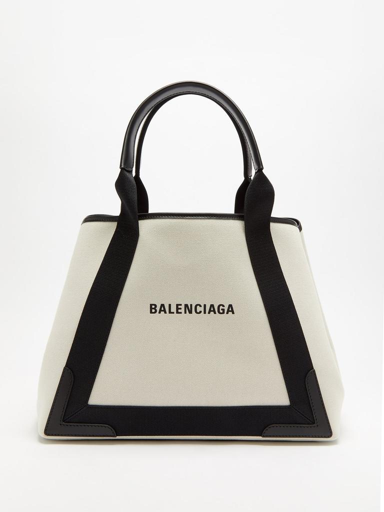 商品Balenciaga|Cabas M logo-print leather-trim canvas bag,价格¥7288,第1张图片