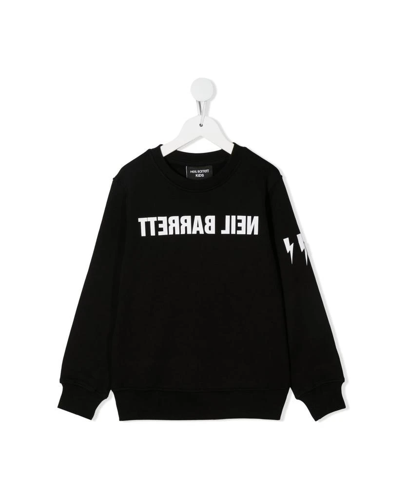 商品Neil Barrett|Kids Black Sweatshirt With White Mirror Logo Print,价格¥858,第1张图片