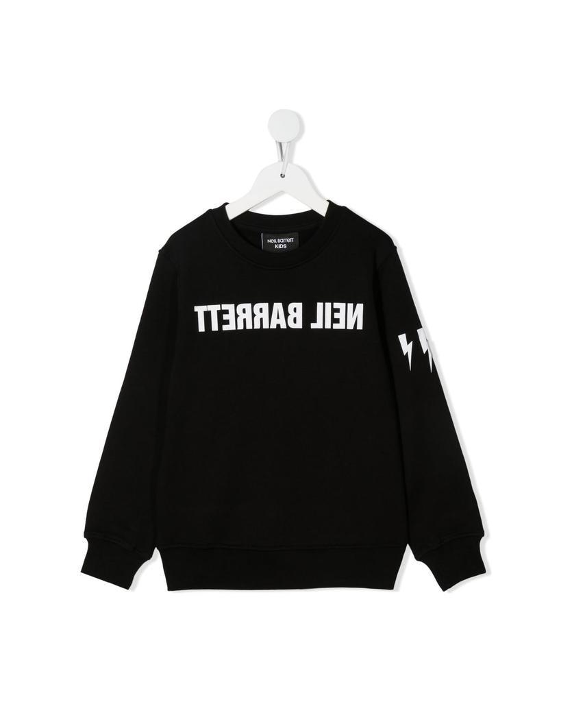 商品Neil Barrett|Kids Black Sweatshirt With White Mirror Logo Print,价格¥798,第1张图片