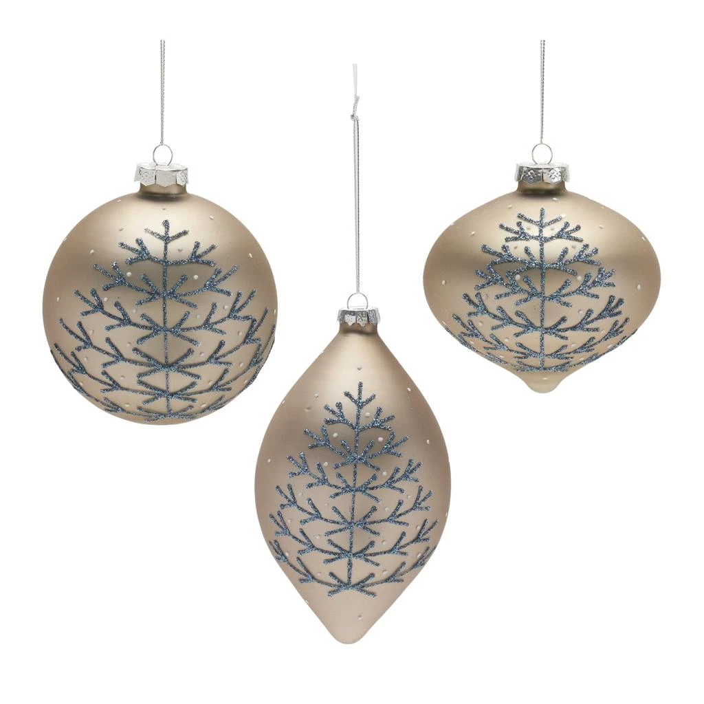 商品Melrose International|Champagne Glittered Ball Ornament (Set of 6) - Silver, Blue,价格¥594,第1张图片